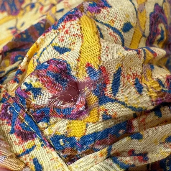 🌟SUNDANCE🌟BOHO PRINTED BORDER PRINT PEASANT BLOUSE YELLOW SZ XXS P - Picture 10 of 10